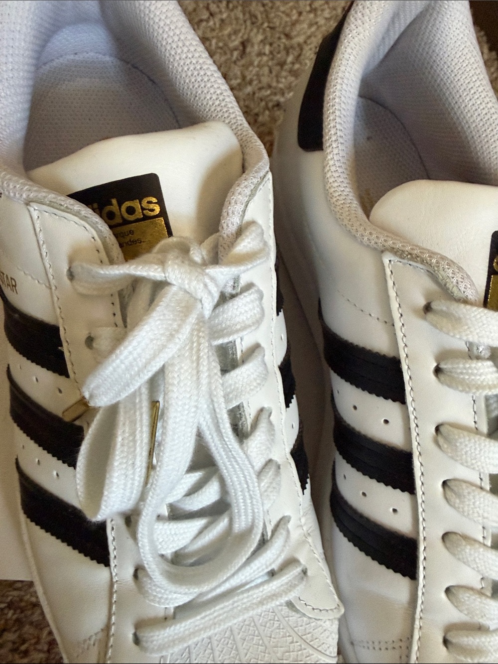adidas White Leather Sneakers with Black Stripes & Floral Detail - Picture 5 of 12